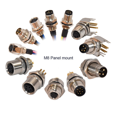 calidad  3 4 5 6 8 12pins M8 Panel Mount Waterproof Connector Connector With PCB Solder Tail fábrica