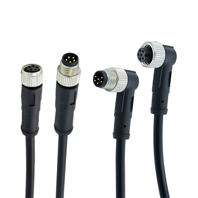 Una hembra impermeable del ángulo del conector del perno M12 del código 8 al conector de cable masculino recto