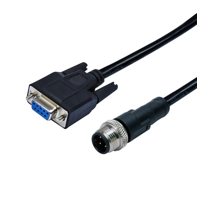 IP68 M12 4 Pin Male To DSUB 9 Pin Female Waterproof Cable Connector con el cable del PVC PUR