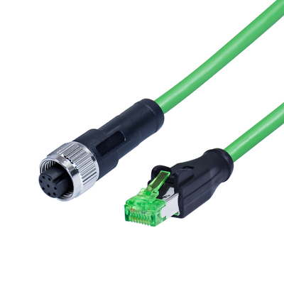 Conector de cable flexible impermeable hembra-varón IP68 M12 un código 4pin 8pin de D X al enchufe Rj45