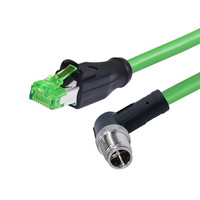 Conector de cable flexible impermeable hembra-varón IP68 M12 un código 4pin 8pin de D X al enchufe Rj45