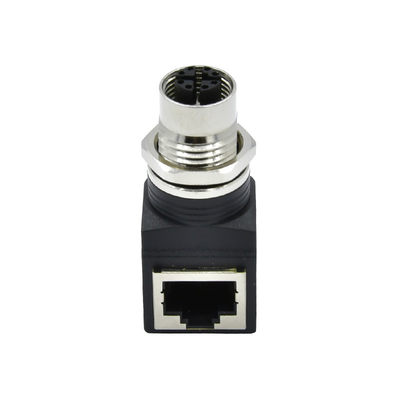 El conector impermeable de encargo Rj45 CuZn de Rigoa PA66 M12 X cifró al conector RJ45