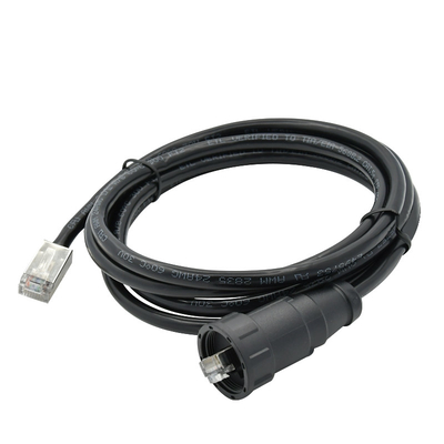 Cable negro recto al aire libre del molde del conector hermético de Ethernet de la cerradura 8P8C Rj45 del tornillo