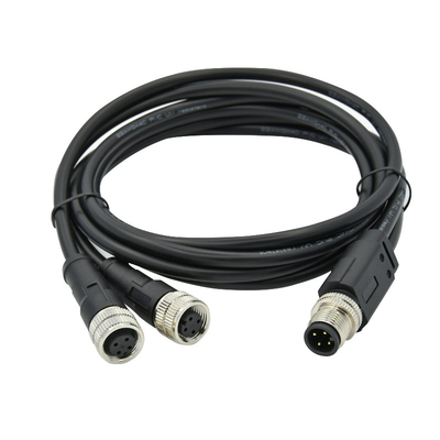 Varón al conector de cable de Overmolded de la prenda impermeable del divisor de los pernos M12 Y de la hembra 4