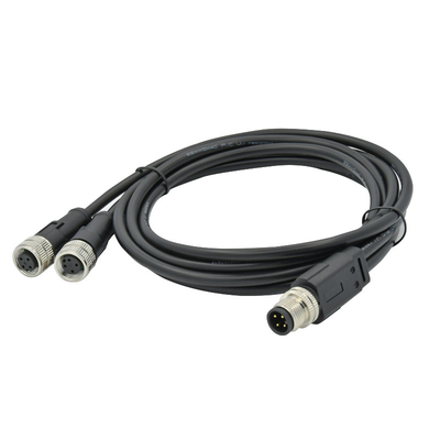 Varón al conector de cable de Overmolded de la prenda impermeable del divisor de los pernos M12 Y de la hembra 4