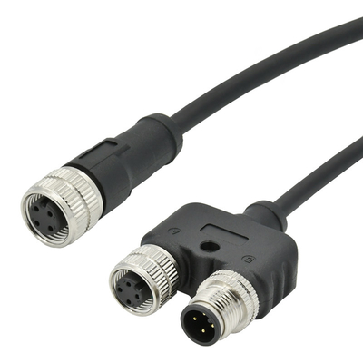 Varón al conector de cable de Overmolded de la prenda impermeable del divisor de los pernos M12 Y de la hembra 4