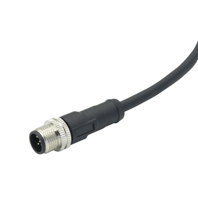 Cable negro de la prenda impermeable M12 3 Pin Connector Straight Plug Sensor para liberar el conector del extremo