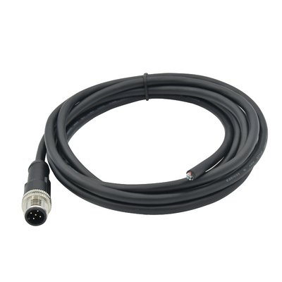 Cable negro de la prenda impermeable M12 3 Pin Connector Straight Plug Sensor para liberar el conector del extremo