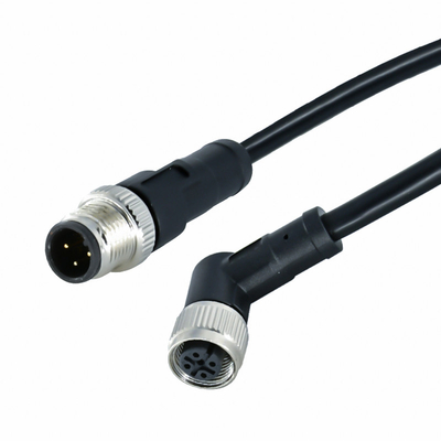 Un conector de cable impermeable femenino cifrado del varón M12 3 Pin Connector Straight Angle Outdoor