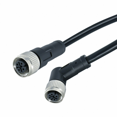 Derecho conector circular de la prenda impermeable de 90 grados un código M12 hembra-varón 3 Pin Connector