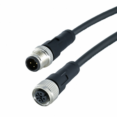 Un conector de cable impermeable femenino cifrado del varón M12 3 Pin Connector Straight Angle Outdoor