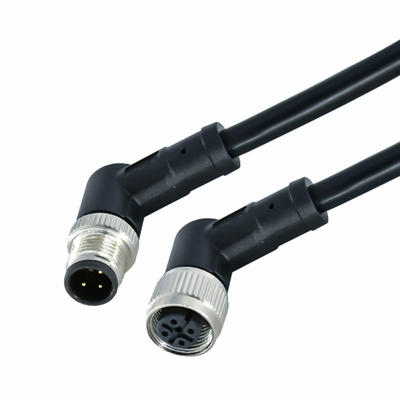 Un conector de cable impermeable femenino cifrado del varón M12 3 Pin Connector Straight Angle Outdoor