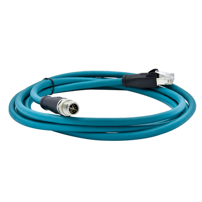 M12 a los conectores de cable impermeables Rj45 comunicación de la red de Ethernet de 4/8 bases