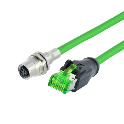 Conector de cable protegido de Ethernet de la prenda impermeable de la red M12 al conector Rj45