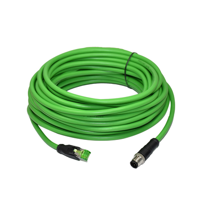 Conector de cable protegido de Ethernet de la prenda impermeable de la red M12 al conector Rj45