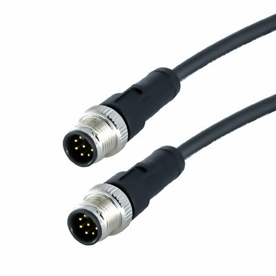 Derecho/codear de la prenda impermeable del conector del código M12 los conectores de cable de Overmolded