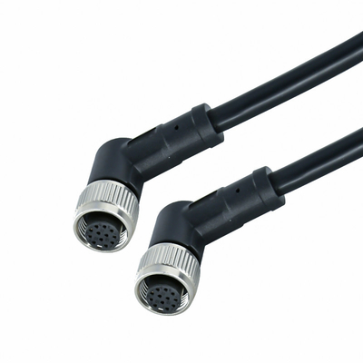 El codo/la prenda impermeable recta A B D X del conector de cable M12 cifró negro de 3 - 17 posiciones