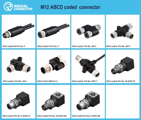 M12 Conector de agujero de alfiler de núcleo de 3/4/5/6/8/12/17 con núcleo de goma moldeada