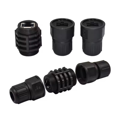 Conectores de paneles cerrados de plástico RJ45 Cat6a para equipos Cat6a Impermeable a través de cable LAN Ethernet Impermeable