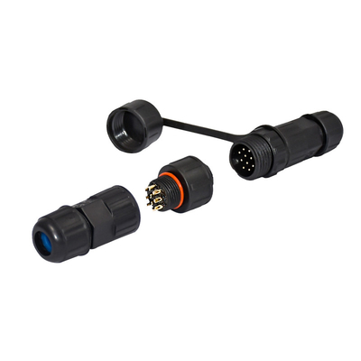 Conector impermeable de plástico LED con recubrimiento negro y clasificación de impermeabilidad IP67/IP68