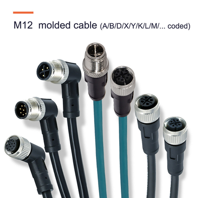 Pa66 gf20% Material de inserción IP67 Conectores impermeables M8 M12 para equipos de trabajo pesado