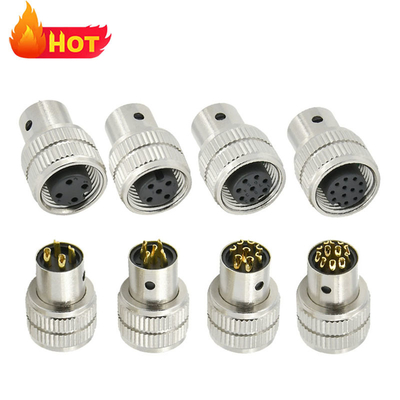 M12 Conector de enchufe de escudo femenino 3-17 pin IP67 a prueba de agua estándar DIN