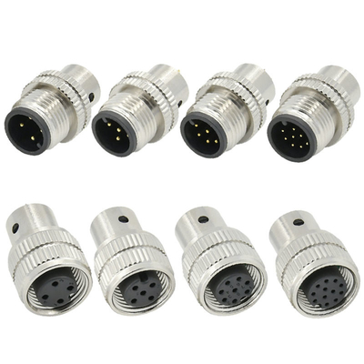 M12 Conector de enchufe de escudo femenino 3-17 pin IP67 a prueba de agua estándar DIN