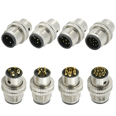 M12 Conector de enchufe de escudo femenino 3-17 pin IP67 a prueba de agua estándar DIN