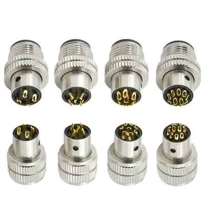 M12 Conector de enchufe de escudo femenino 3-17 pin IP67 a prueba de agua estándar DIN
