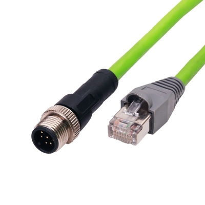 Conector M12 a RJ45 con clasificación 4A, macho-hembra, impermeable IP67