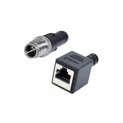Conector M12 a RJ45 con clasificación 4A, macho-hembra, impermeable IP67