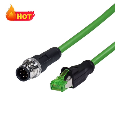 Cable Ethernet Cat6 de 1 metro, M12 X-Code a RJ45 IP68