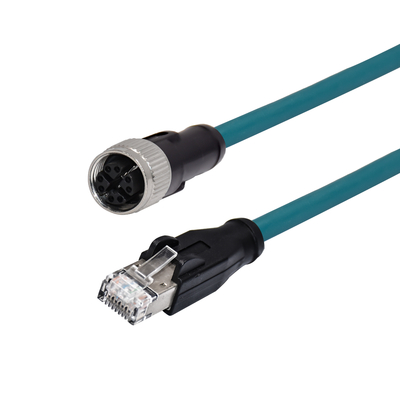 Cable Ethernet RJ45 impermeable Cat 6 macho de 8 pines con código M12 X
