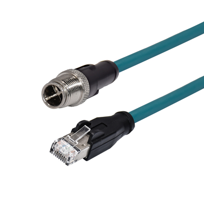 Cable Ethernet RJ45 impermeable Cat 6 macho de 8 pines con código M12 X