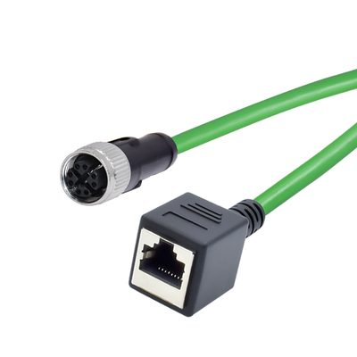 Cable Ethernet RJ45 impermeable Cat 6 macho de 8 pines con código M12 X
