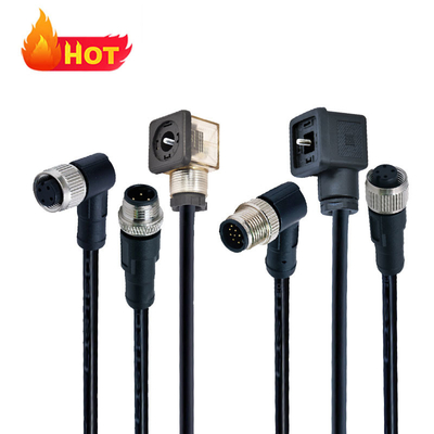 Conector M12 a válvula solenoide, impermeable IP67, tipo DIN 43650 A B C