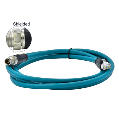 Adaptador M12 X Code a RJ45 Cat6 10Gbps Impermeable IP67