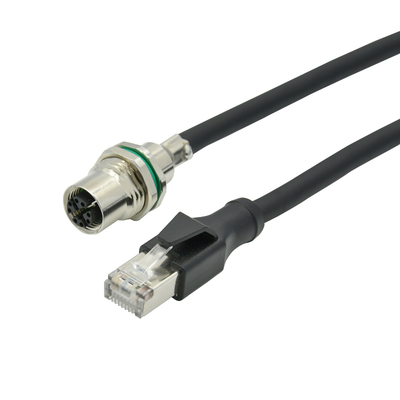 Adaptador M12 X Code a RJ45 Cat6 10Gbps Impermeable IP67