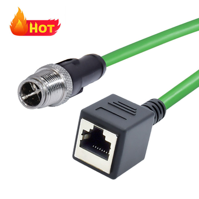M12 8 Pin X-Codificado Hombre a RJ45 Gigabit Ethernet Cable IP67