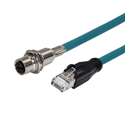 M12 8 Pin X-Codificado Hombre a RJ45 Gigabit Ethernet Cable IP67
