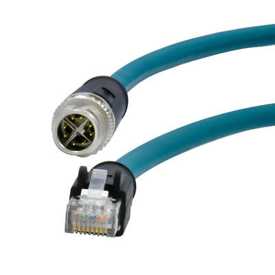 M12 8 Pin X-Codificado Hombre a RJ45 Gigabit Ethernet Cable IP67