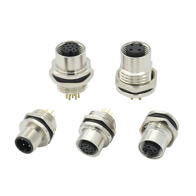 Conector de montaje de panel M12 impermeable IP67 A B D Código 3-17 Pin