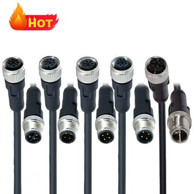 M12 Conector impermeable IP68 3-17 pin de tornillo masculino de mujer tipo DIN
