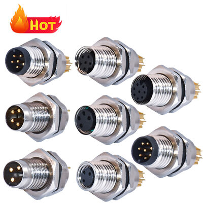 Conector circular impermeable M8 Rigoal IP67/IP68 con tensión nominal de 250V y contactos chapados en oro de latón