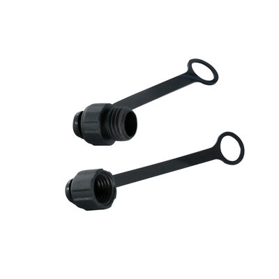 M8 Conector cubierta de polvo con cadena para el macho protector de conexión y toma de corriente de plástico negro