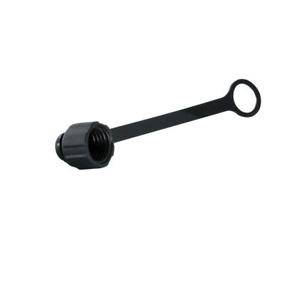 M8 Conector cubierta de polvo con cadena para el macho protector de conexión y toma de corriente de plástico negro