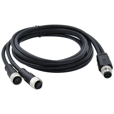 Conector de sensor circular macho M8 de 4 pines, moldeado, tipo Y, divisor, cable PUR 26AWG x 4C, cumple con IP67 para señales automotrices