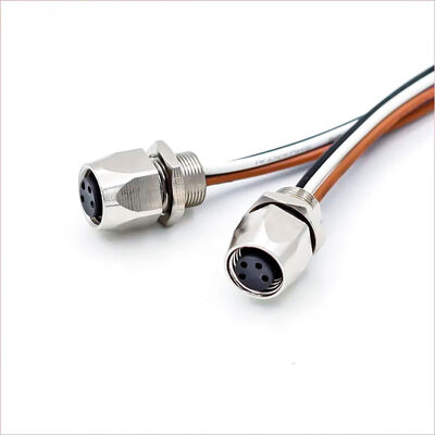 Receptor impermeable m8 3 4 5 6 8 pines de toma de corriente masculino femenino panel de pared montar conectores metálicos m8