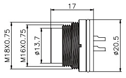 Conector posterior del soporte del tablero de M16 8pin, IP67 conector impermeable del PWB LED