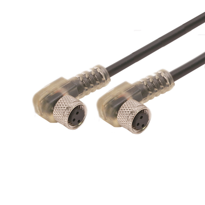Grados femeninos del cable del conector de la prenda impermeable del perno M8 3 90 con el cable del LED